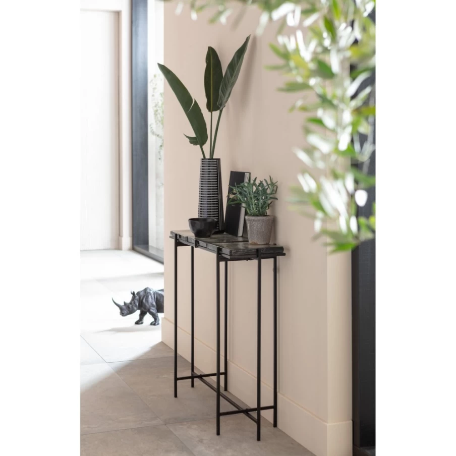 KARE Design Modern Console Table Ice Black 98cm x 80cm Entryway Hallway Furniture