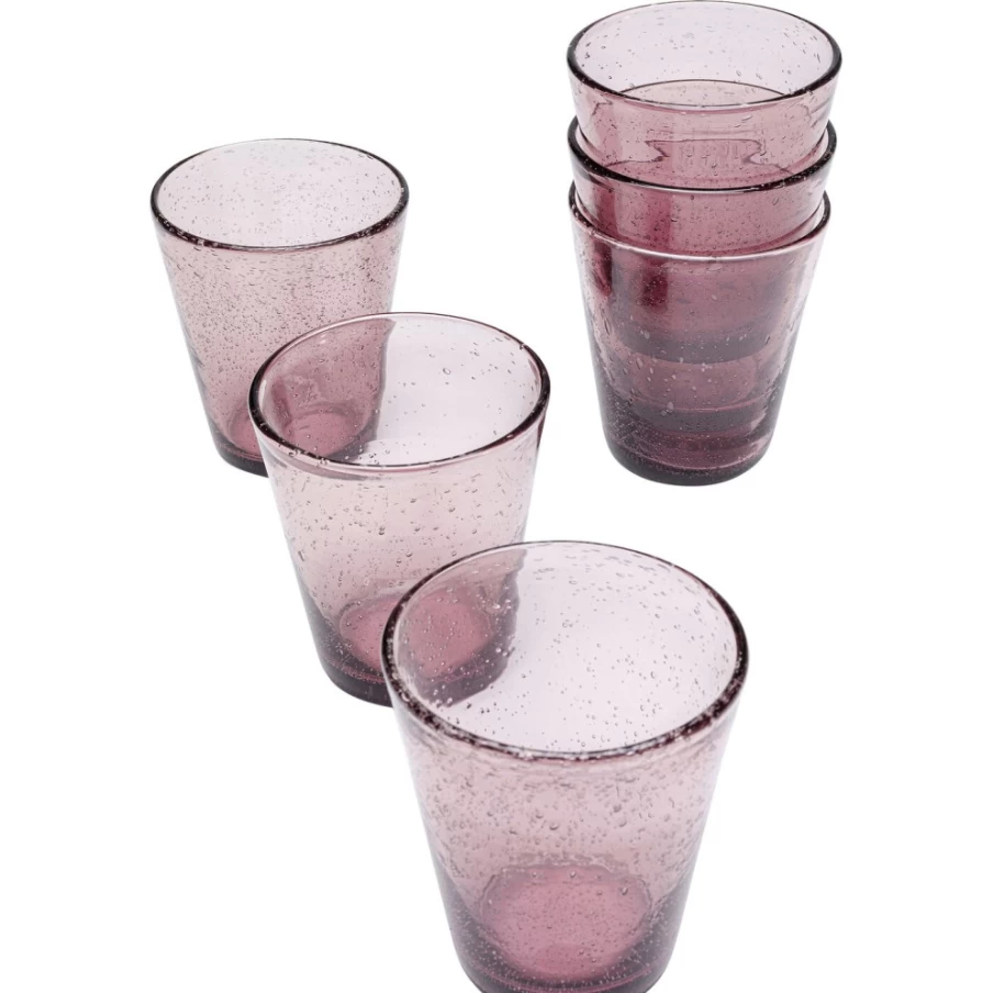 KARE Design Modern Bubble Mauve Glass Set - 6-Piece Elegant Drinking Glasses for Home & Dining