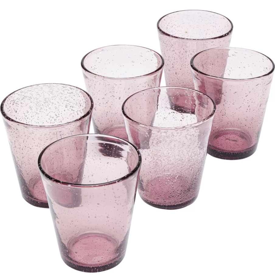 KARE Design Modern Bubble Mauve Glass Set - 6-Piece Elegant Drinking Glasses for Home & Dining