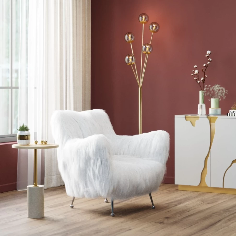 "KARE Design Modern Goldfinger White Armchair – Luxury Accent Chair for Living Room"