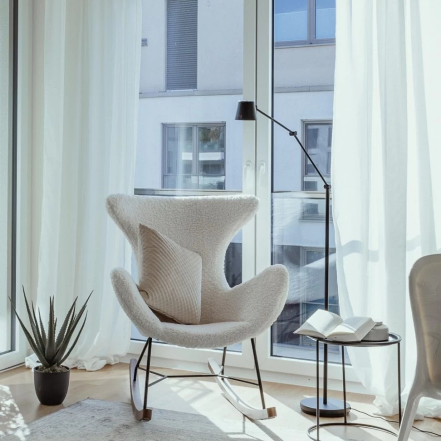 KARE Design Modern White Rocking Chair with Balance Motion for Living Room