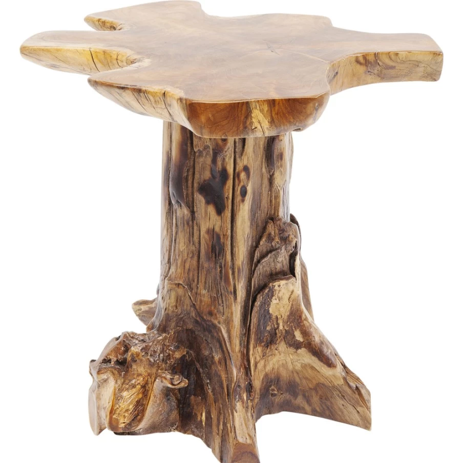 KARE Design Modern Side Table with Tree Motif - Small Natural Wood Nightstand for Bedroom Decor