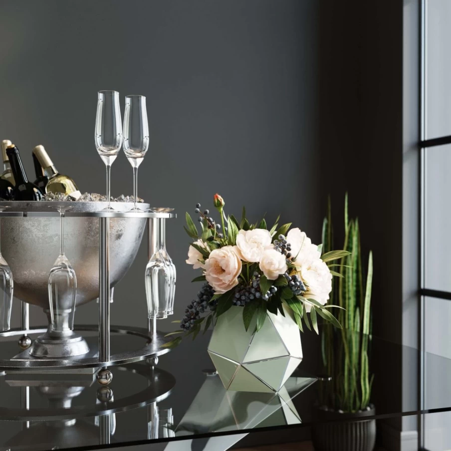 KARE Design Modern Pastel Silver Vase - 14cm Art Deco Home Decor
