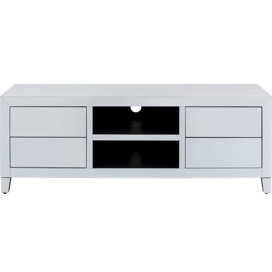 KARE Design Modern White Lowboard TV Stand with Push-to-Open Doors 140cm x 50cm Luxury Living Room Storage Cabinet