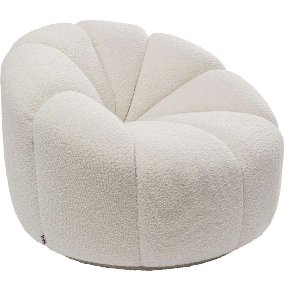 KARE Design Peppo Modern Swivel Lounge Armchair in White - 360° Rotating Comfort Chair