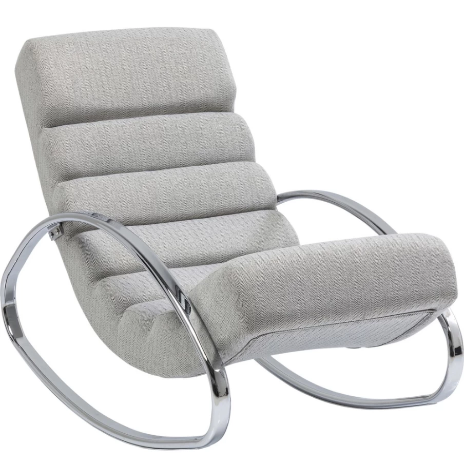 KARE Design Modern Rocking Chair in Manhattan Grey-Beige | Stylish Nursery & Living Room Accent Chair