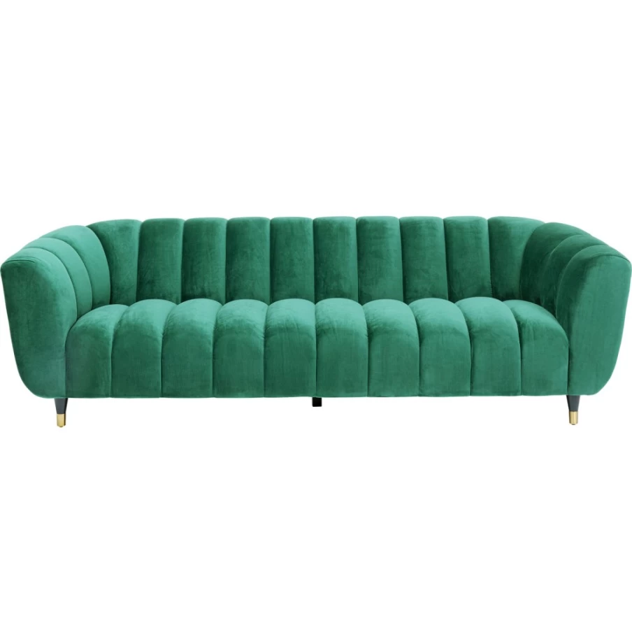 KARE Design Spectra 3-Seater Green Velvet Sofa 245cm Modern Luxury Living Room Furniture