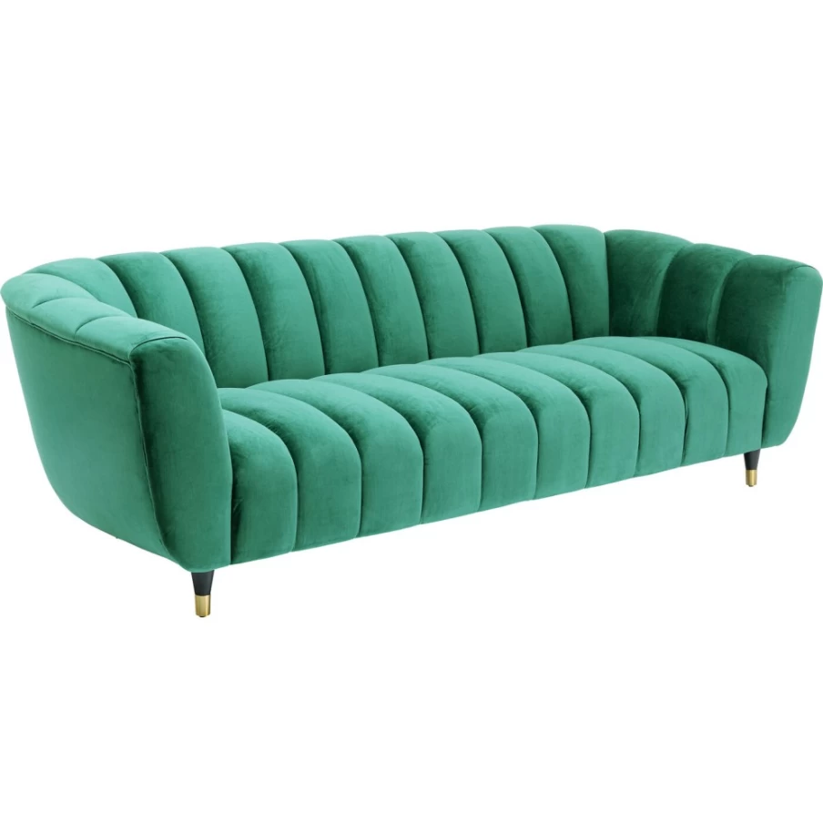 KARE Design Spectra 3-Seater Green Velvet Sofa 245cm Modern Luxury Living Room Furniture