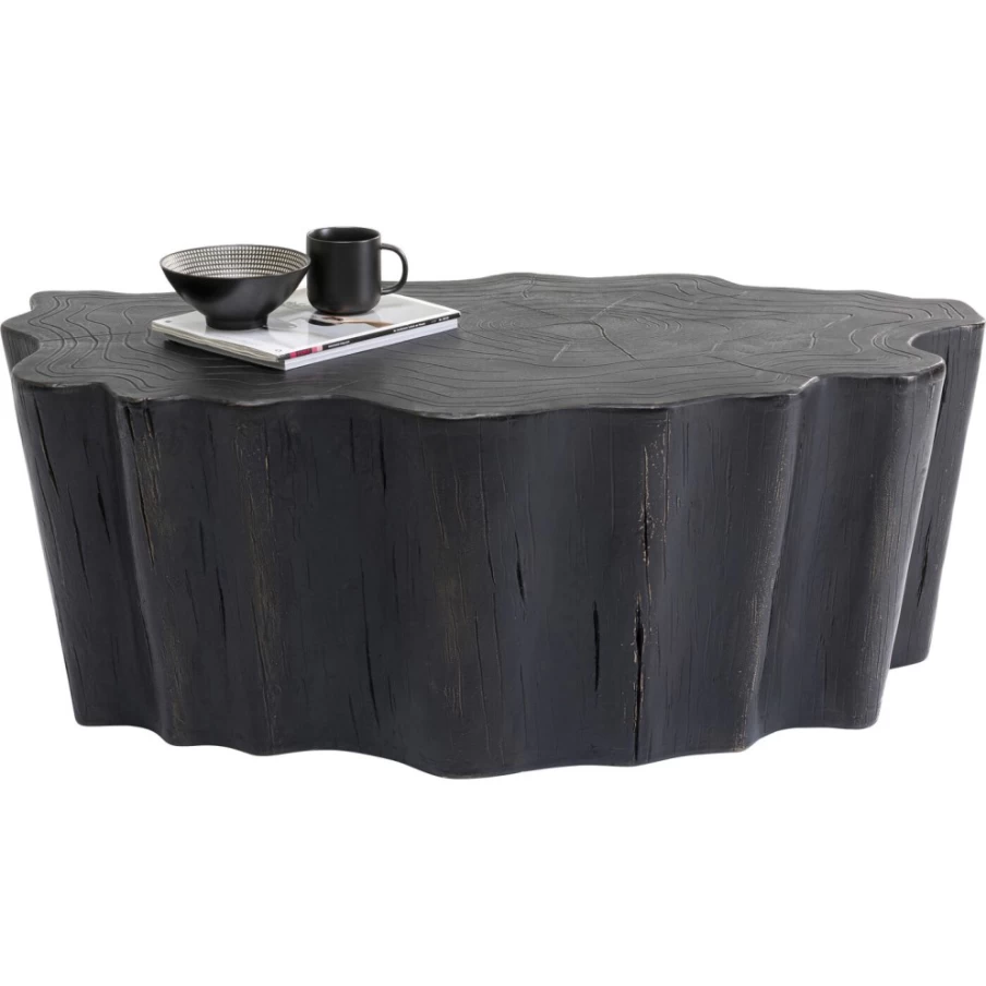 KARE Design Modern Black Tree Stump Coffee Table - 119 x 68 cm Rustic Wood Side Table for Living Room