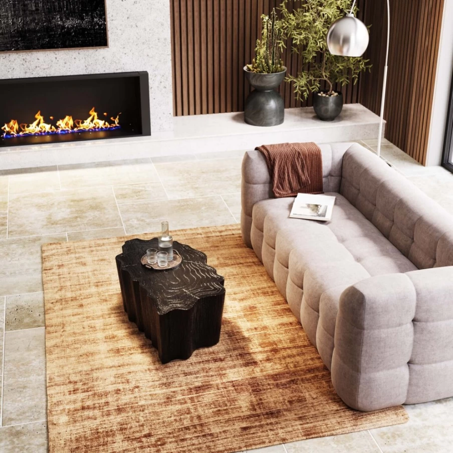 KARE Design Modern Black Tree Stump Coffee Table - 119 x 68 cm Rustic Wood Side Table for Living Room
