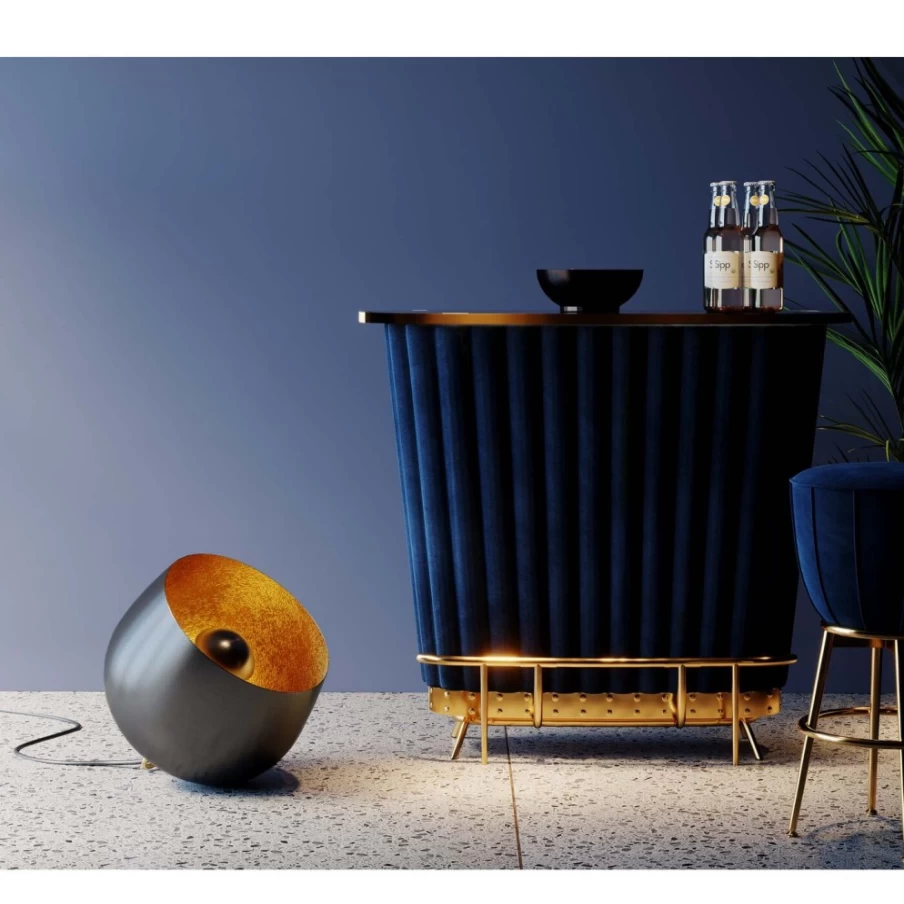 KARE Design Apollon Modern Black Floor Lamp with 50cm Smooth Shade for Living Room Lighting