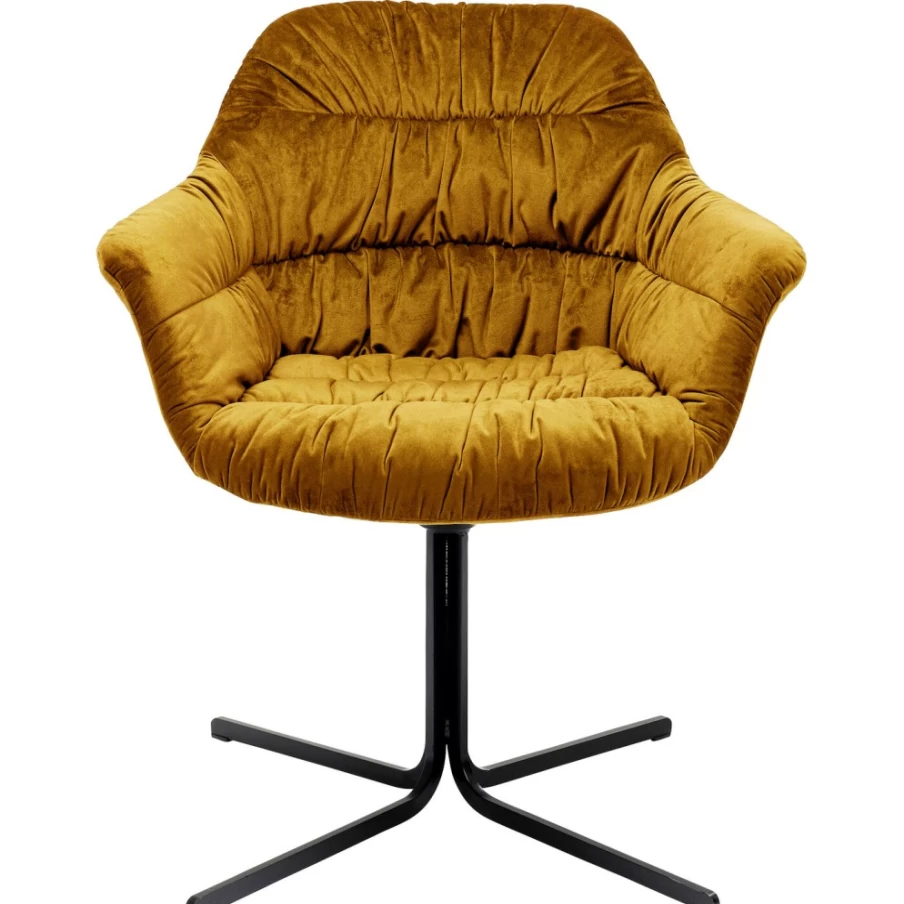 KARE Design Colmar Modern Swivel Armchair in Vibrant Yellow for Living Room