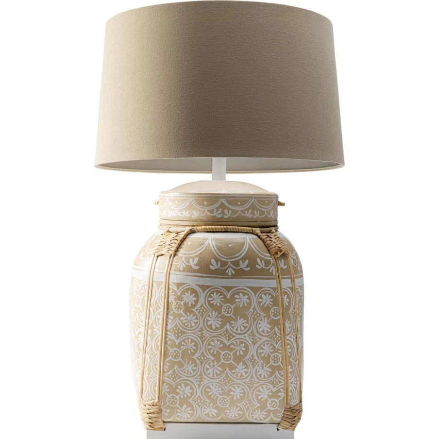 KARE Design Modern Cream Table Lamp with Woven Basket Base - 73cm Height Stylish Lighting