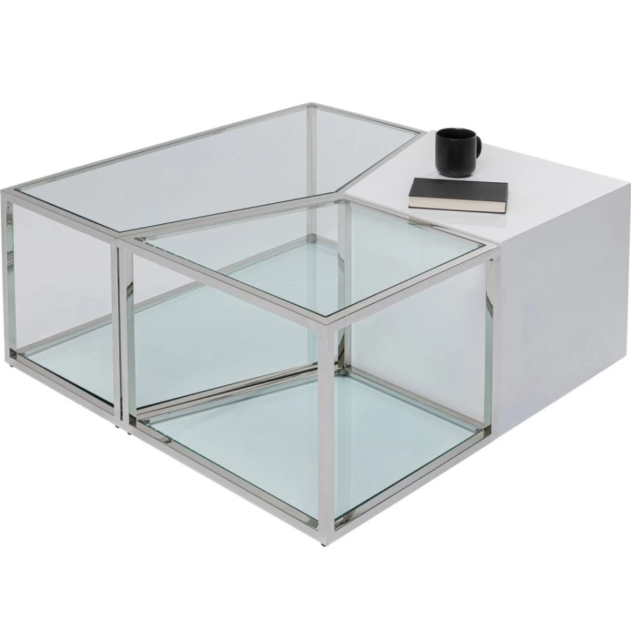 KARE Design Modern Coffee Table Set 95x95cm - Stylish Square Living Room Furniture