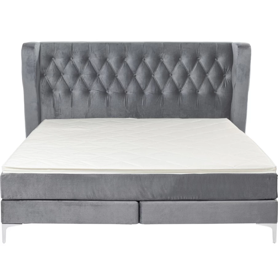 KARE Design Benito Boxspring Bed in Moon Grey, 180x200 cm, Modern Luxury Bed Frame