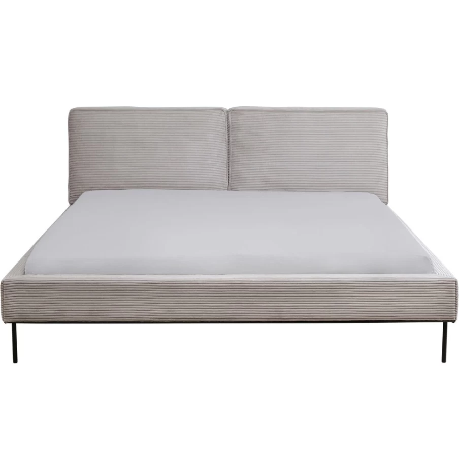 KARE Design Modern Grey East Side Bed Frame 180x200 cm Corded Fabric Upholstered