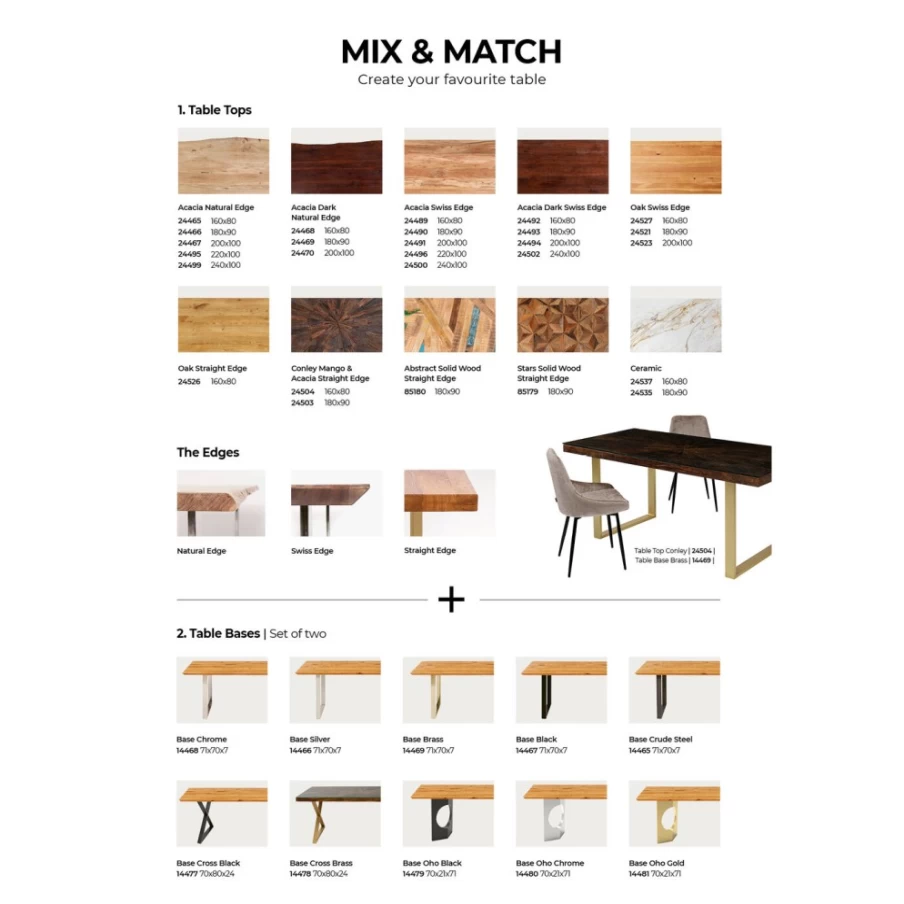 KARE Design Swiss Edge Oak Table Top | 180x90 cm | Modern Dining Table Surface