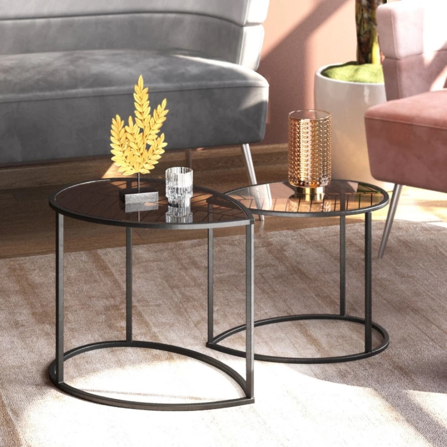 KARE Design Linnea Modern Side Table Set of 2 - Stylish Nightstands for Bedroom Living Room
