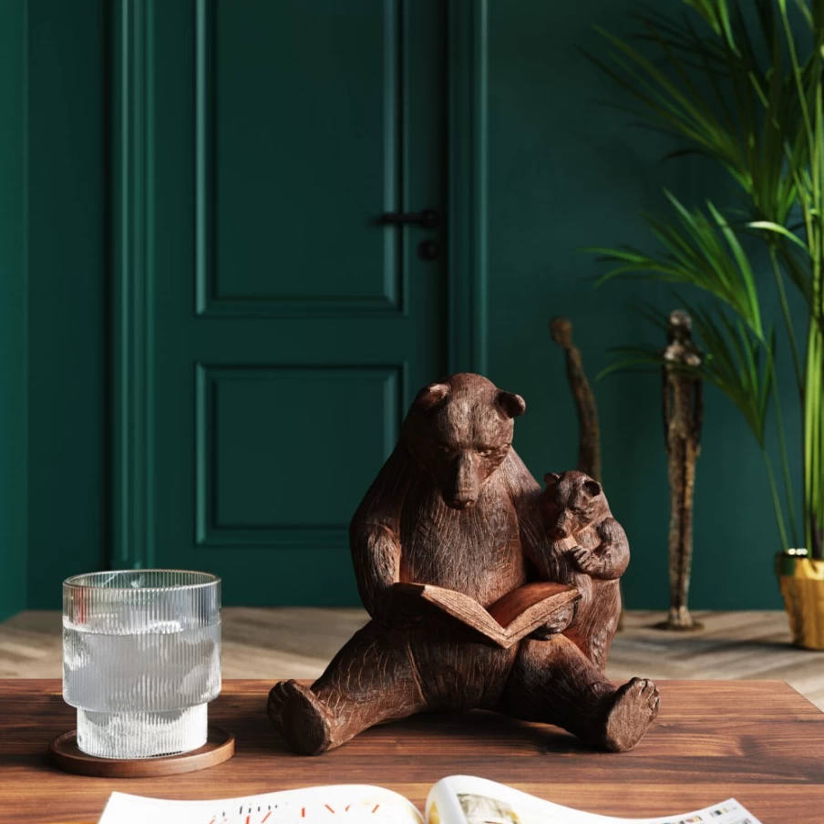 "KARE Design Modern Deco Figurine - Reading Bears Sculpture for Home Decor"