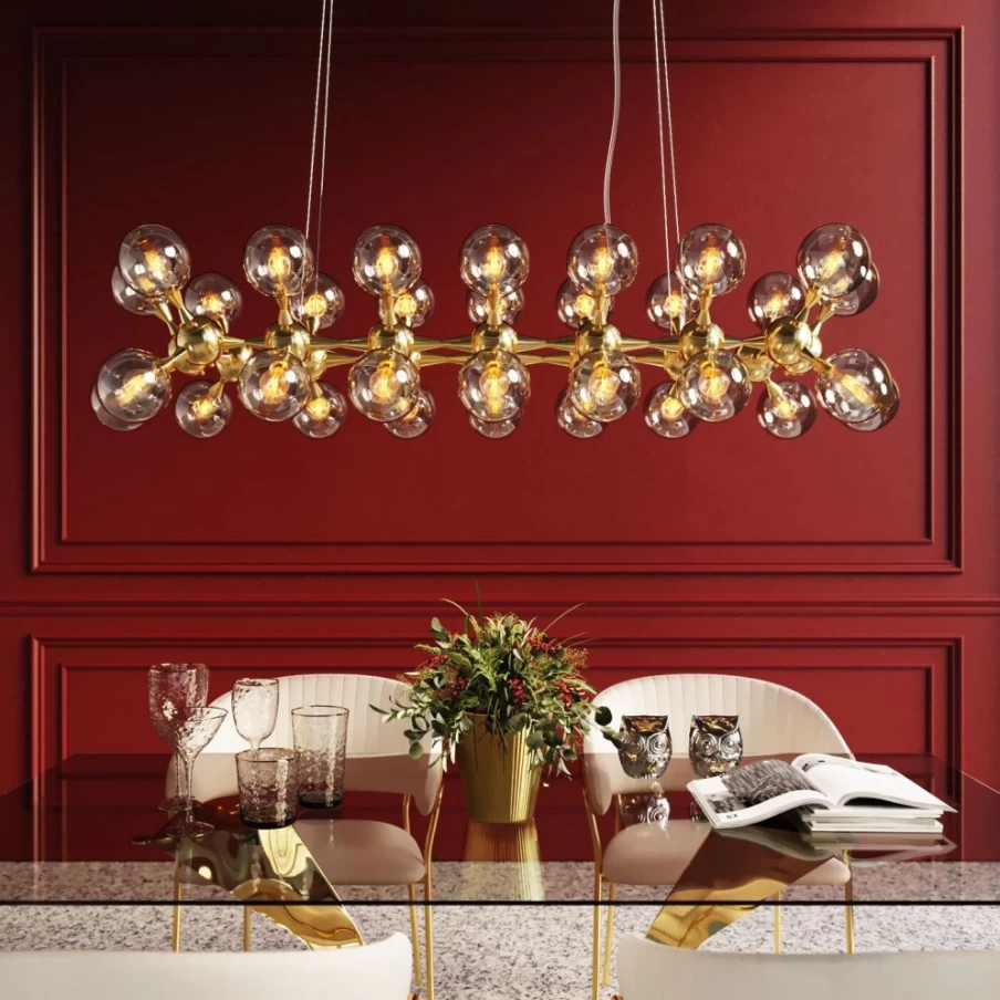 KARE Design Modern Atomic Balls Brass Pendant Lamp - 140cm Elegant Lighting Fixture