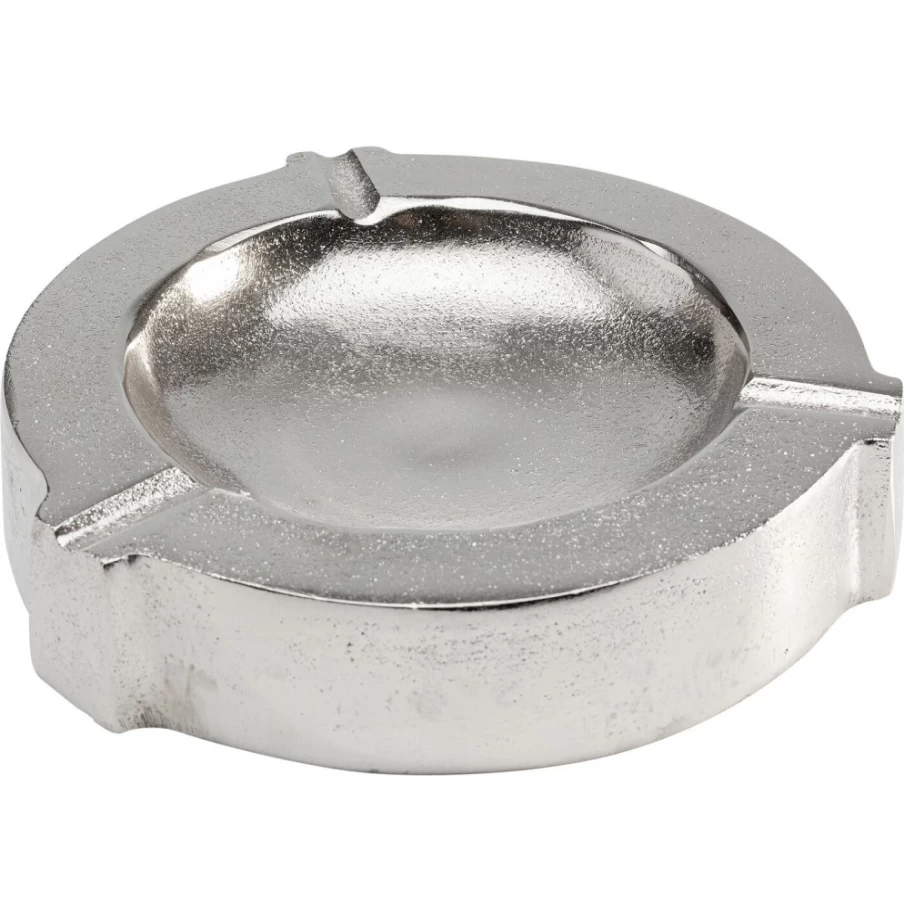 KARE Design Modern Aluminum Ashtray - Classic Silver, 20cm Diameter, Sleek & Durable