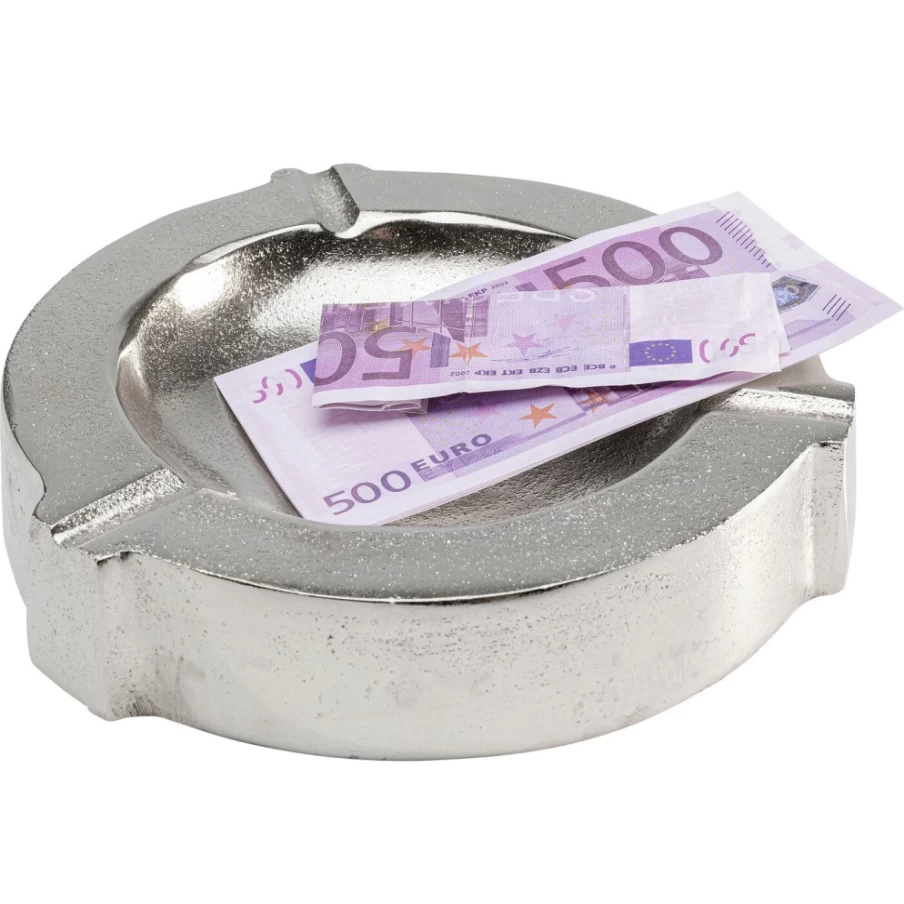 KARE Design Modern Aluminum Ashtray - Classic Silver, 20cm Diameter, Sleek & Durable