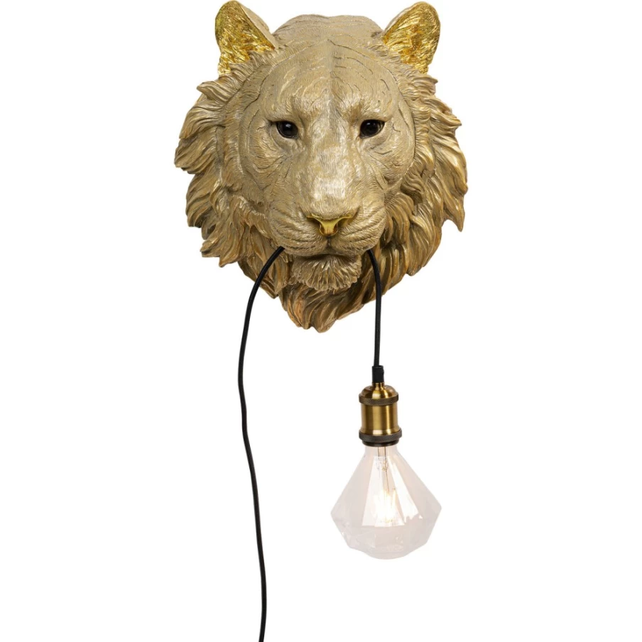 KARE Design Modern Animal Wall Lamp - 34cm Tiger Head Sculptural Lighting for Home Decor