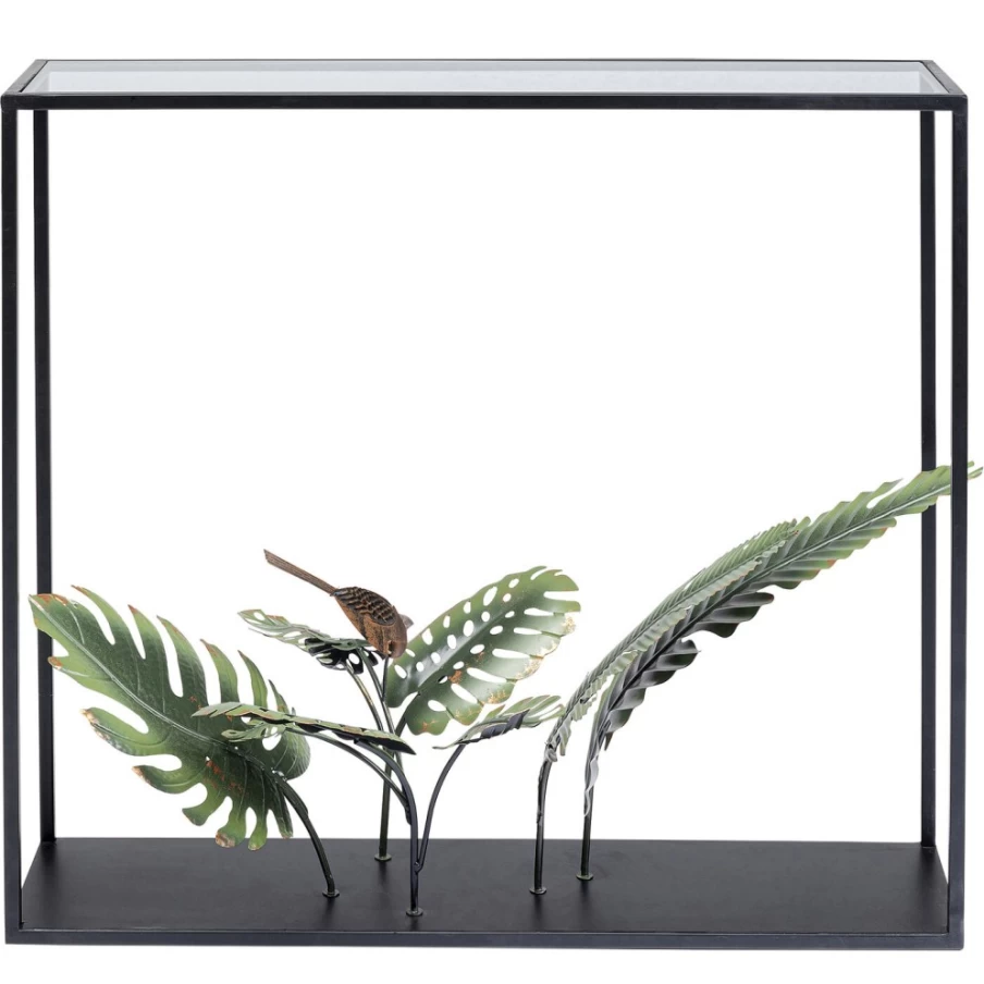 KARE Design Modern Console Table with Palms Pattern - Black, 100cm x 86cm