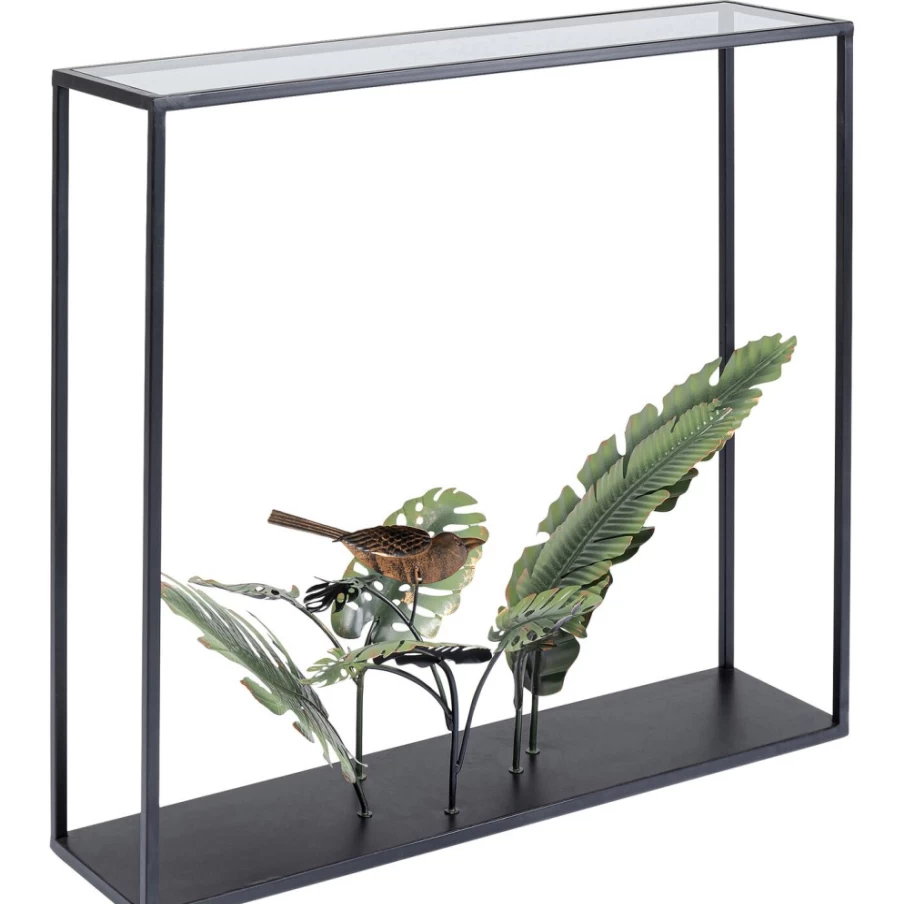 KARE Design Modern Console Table with Palms Pattern - Black, 100cm x 86cm
