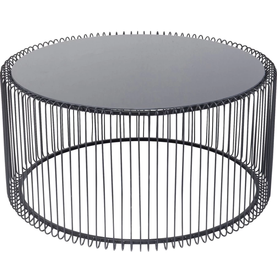 KARE Design Modern Black Wire Coffee Table Uno - 80cm Round Side Table for Living Room