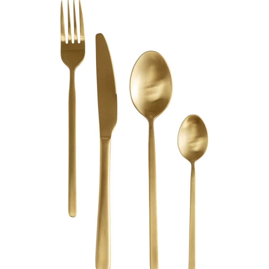 KARE Design Gloria 16-Piece Gold Cutlery Set - Luxury Matte Gold Flatware