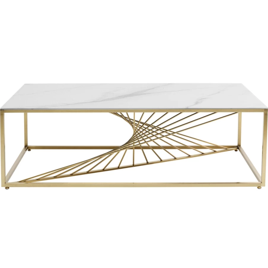 KARE Design Modern Coffee Table with Art Marble Glass Top - 140cm x 70cm Contemporary Living Room Furniture