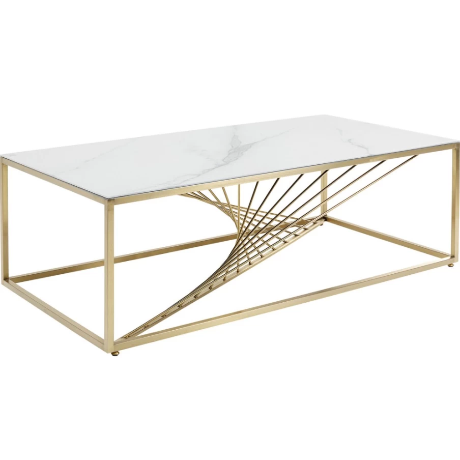 KARE Design Modern Coffee Table with Art Marble Glass Top - 140cm x 70cm Contemporary Living Room Furniture