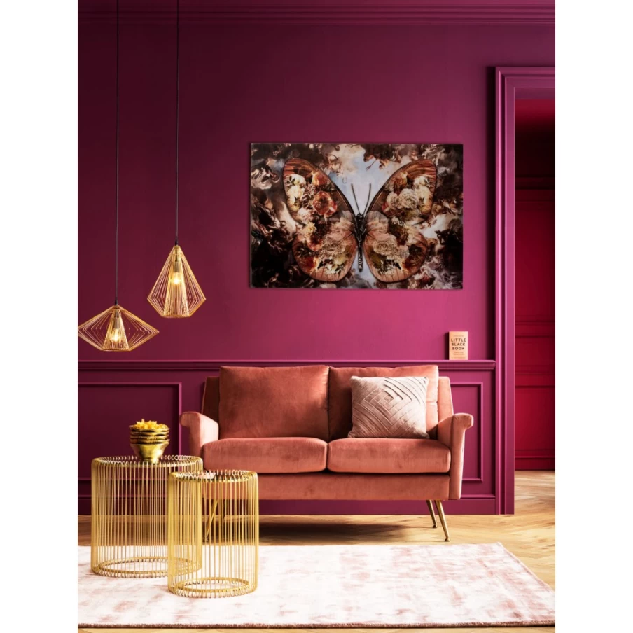 "KARE Design Modern Glass Wall Art - Butterfly Picture 150x100 cm for Home Decor"