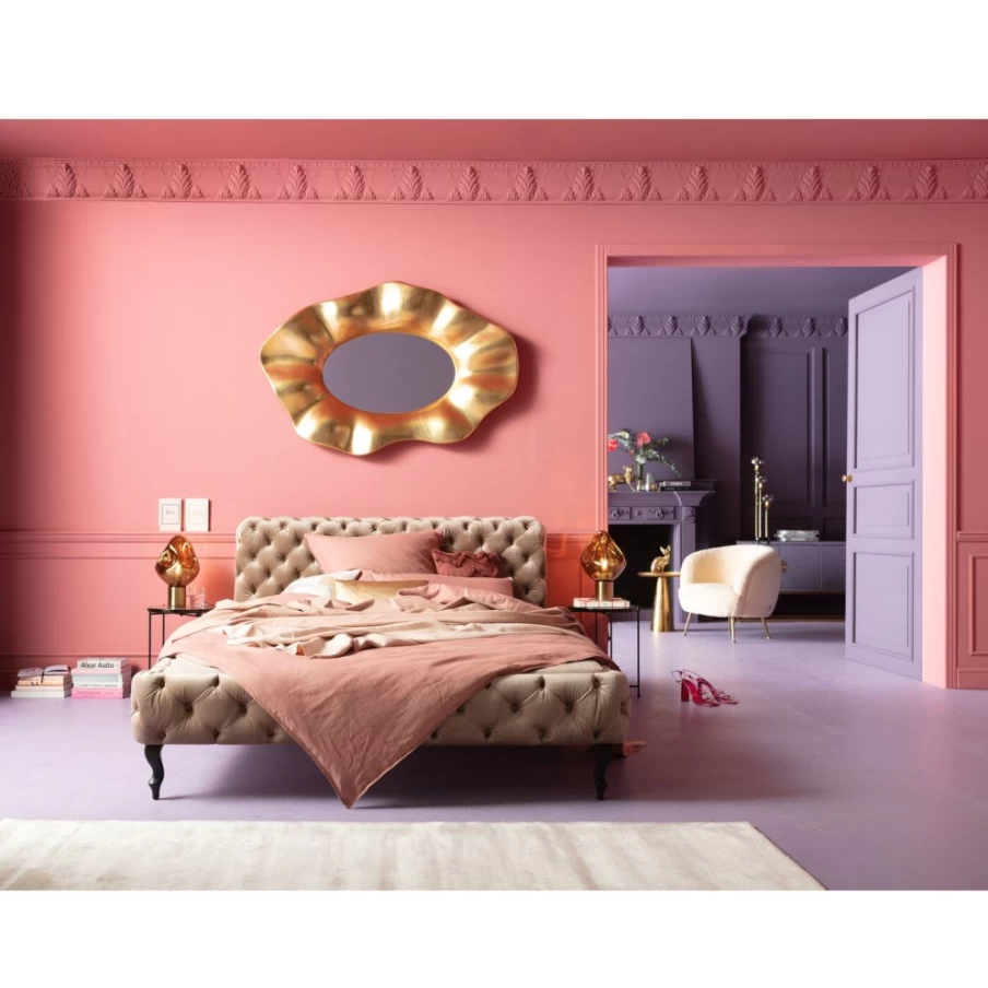 KARE Design Velvet Ecru Bed Frame 180x200 cm - Luxurious Bed Desire Collection