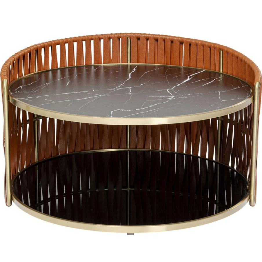 KARE Design Modern Copper Coffee Table - 86cm Round Oval Living Room Center Table