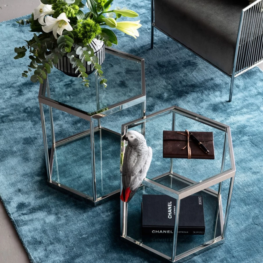 KARE Design Modern Silver Coffee Table Comb 45 - Stylish Living Room Furniture