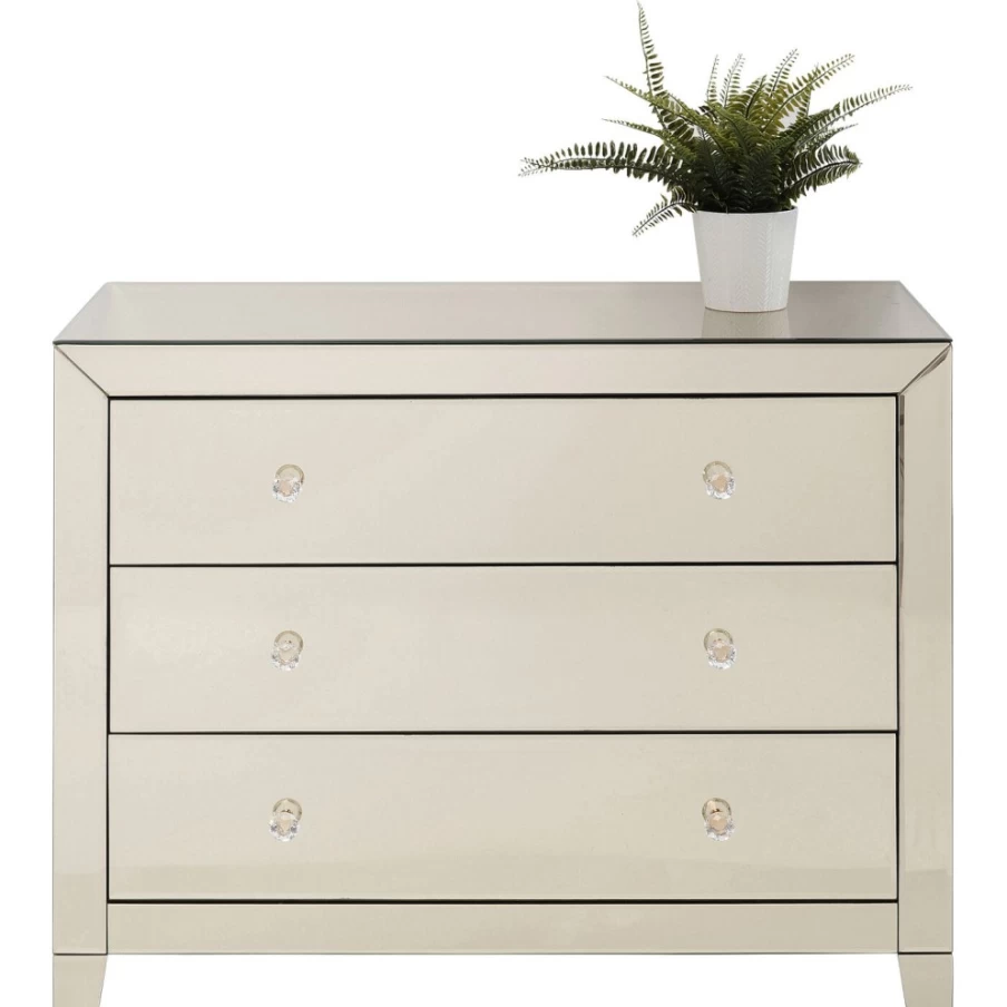 KARE Design Modern Luxury Champagne Dresser - 3-Drawer Storage Cabinet for Bedroom