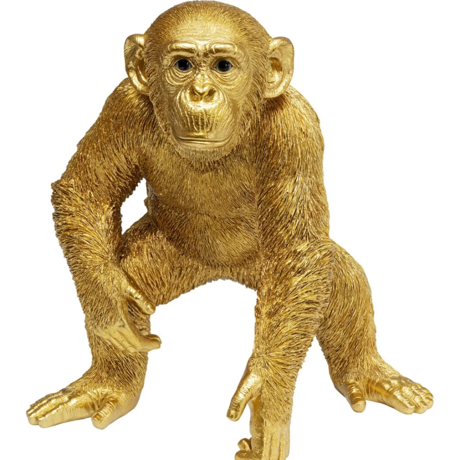 KARE Design Modern Gold Ape Sculpture - 50cm Decorative Figurine for Home & Office Decor