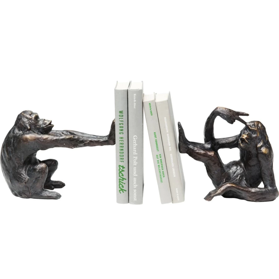 KARE Design Monkey Bookends - Set of 2 Fun Animal Book Holders for Shelves