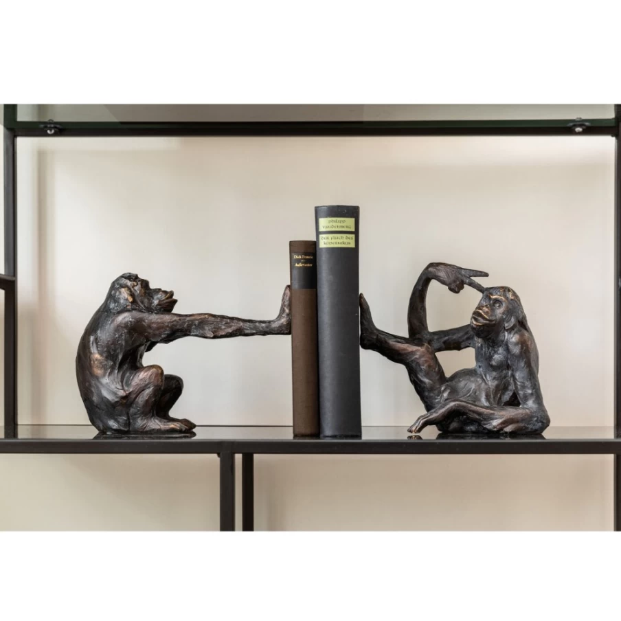 KARE Design Monkey Bookends - Set of 2 Fun Animal Book Holders for Shelves