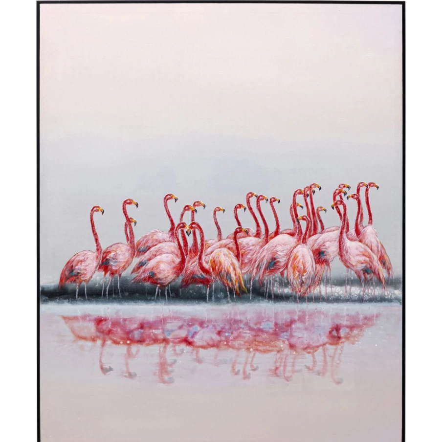 KARE Design Framed Flamingo Love Art Print - 100x120cm Romantic Dating Scene Wall Decor