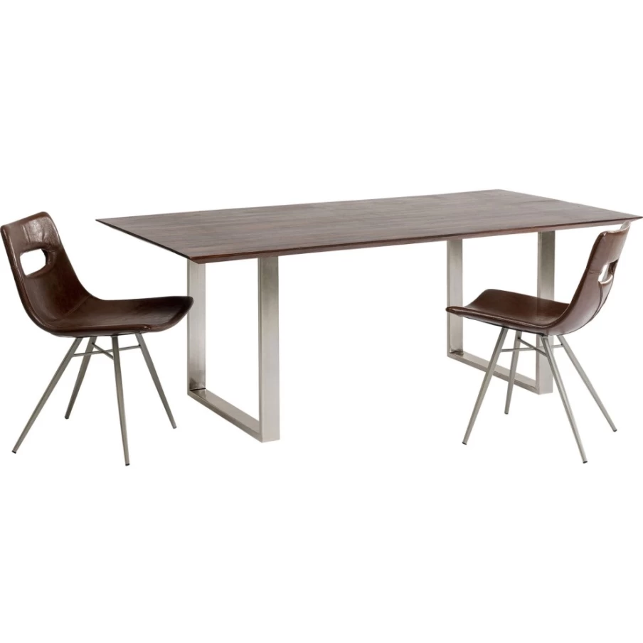 KARE Design Modern Dark Chrome Dining Table Symphony 180X90cm Stylish Contemporary Kitchen Table
