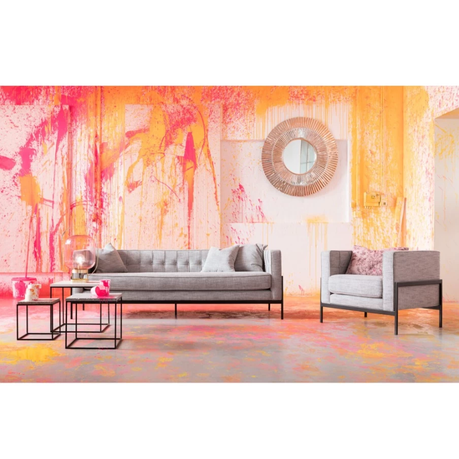 "KARE Design Modern Armchair Loft Style in Salt & Pepper Fabric"
